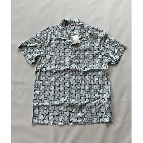 Guess Men’s All Over Print Shirt Short Sleeves White Size XS - Picture 1 of 5